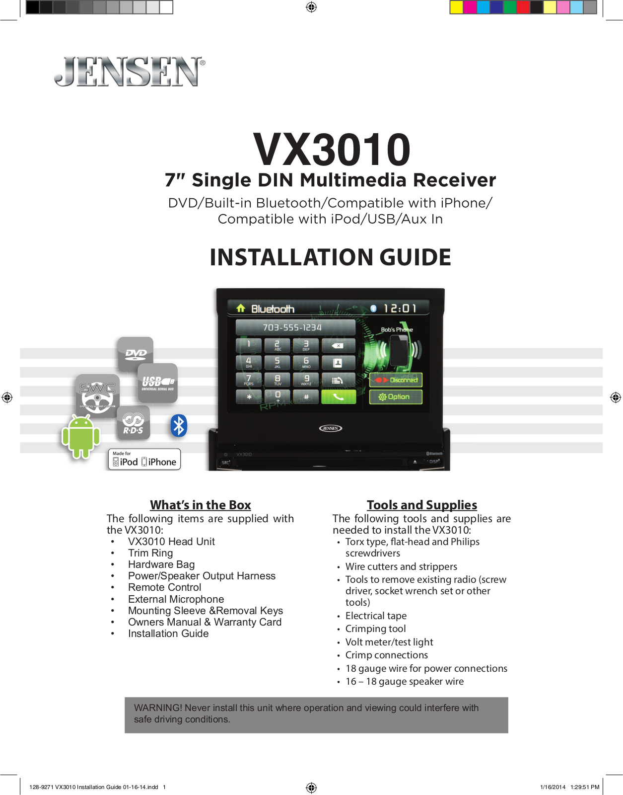 Audiovox VX3010 Installation Manual