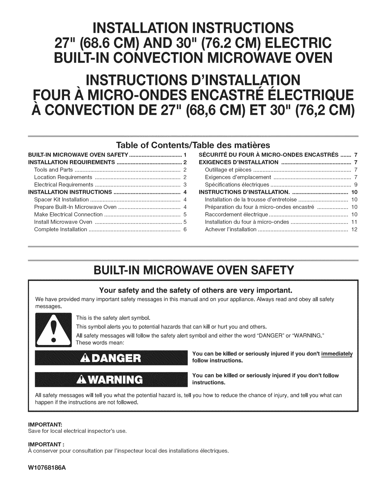 Jenn-Air JMC2427DS00, JMC2427DS01, JMC2430DB00, JMC2430DB01, JMC2430DP00 Installation Guide