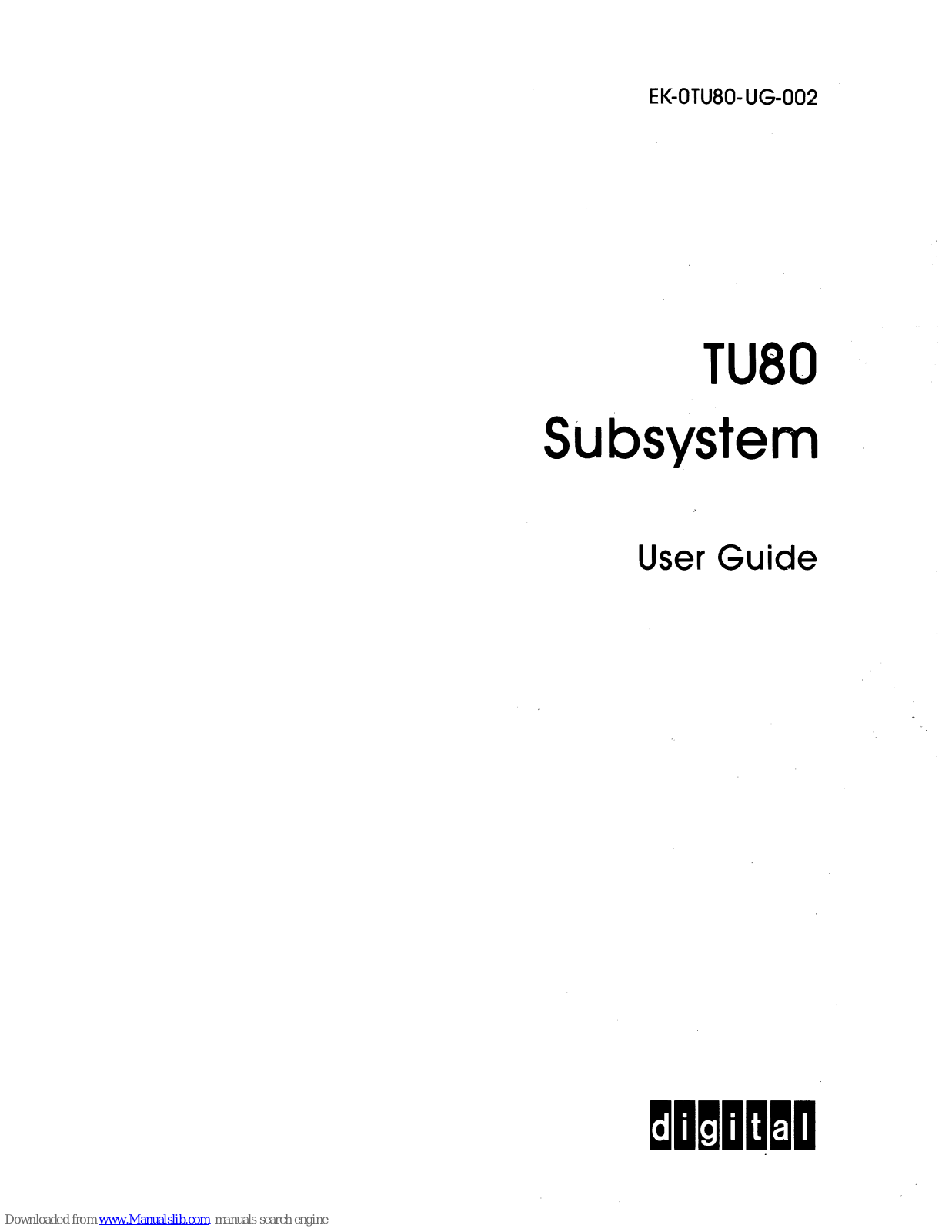 DEC TU80 User Manual