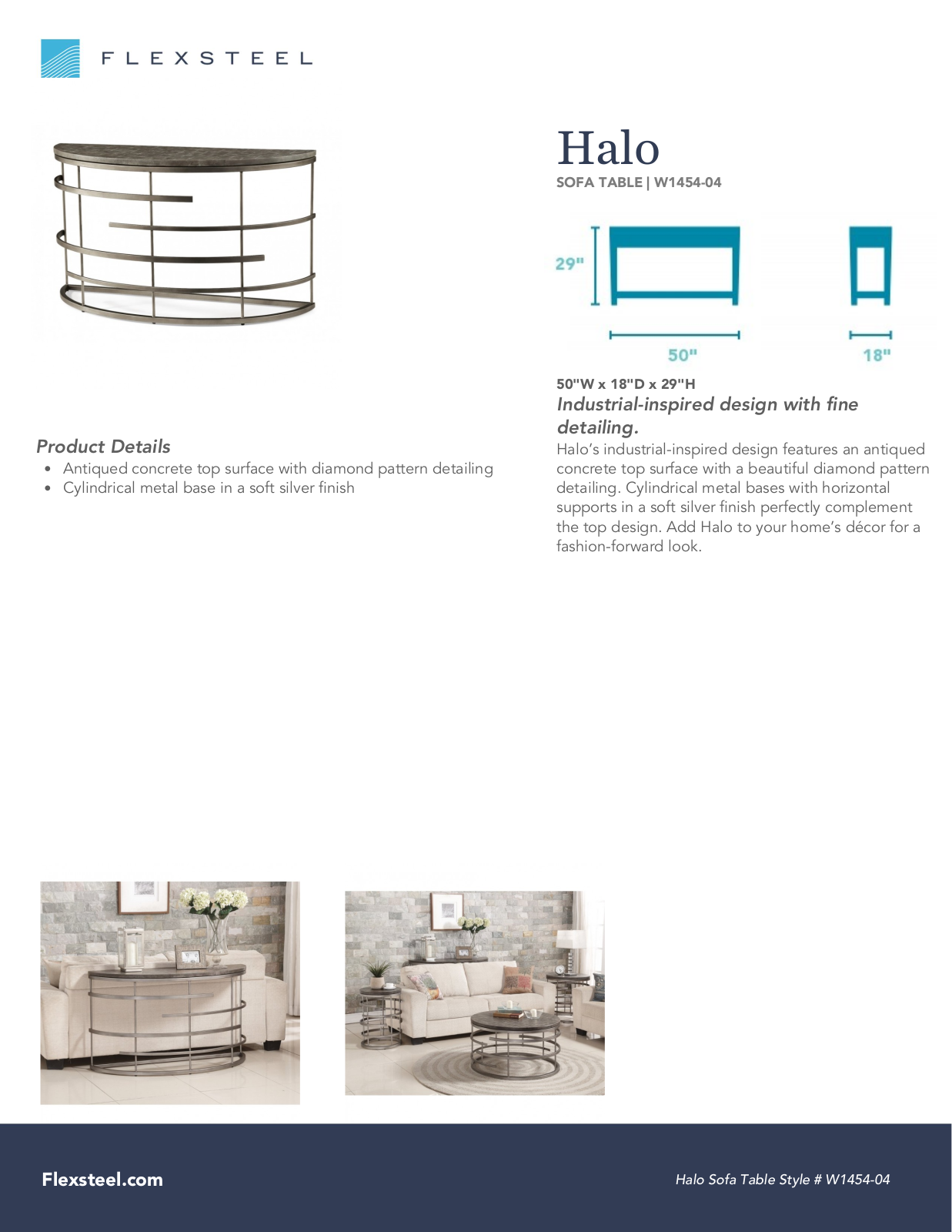 Flexsteel W1454-04 Specification Sheet