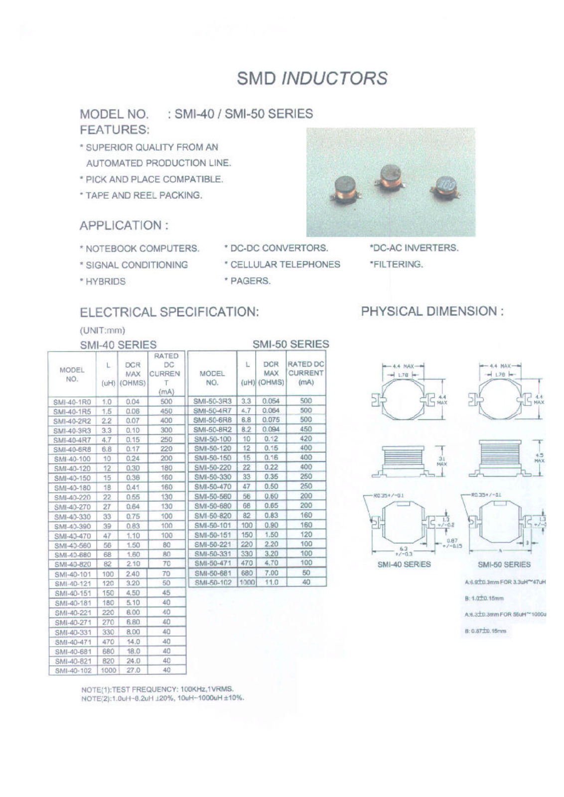 MICRO SMI-40-100, SMI-40-101, SMI-40-102, SMI-40-120, SMI-40-121 Datasheet