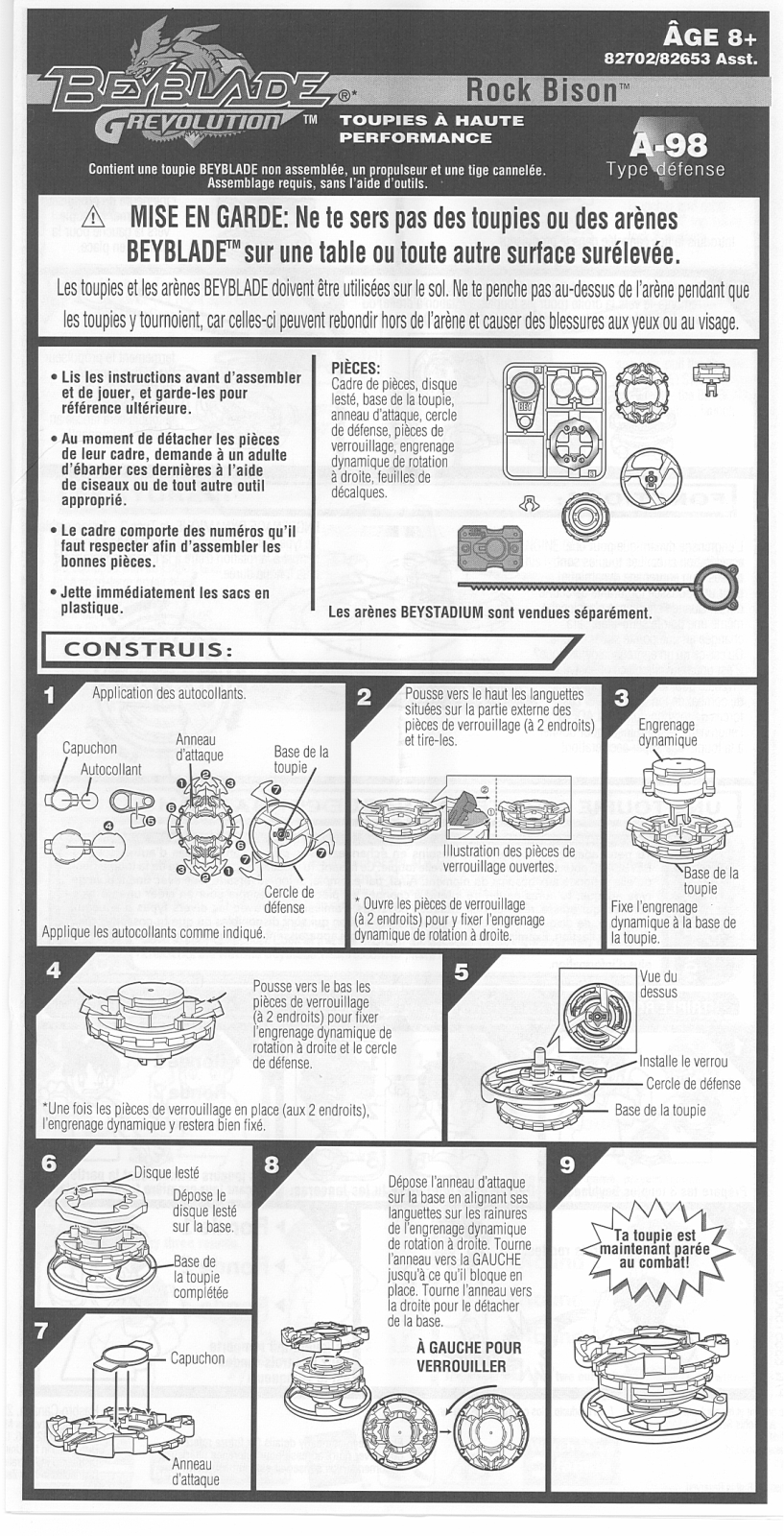 HASBRO Beyblade Grevolution Rock Bison A98 User Manual