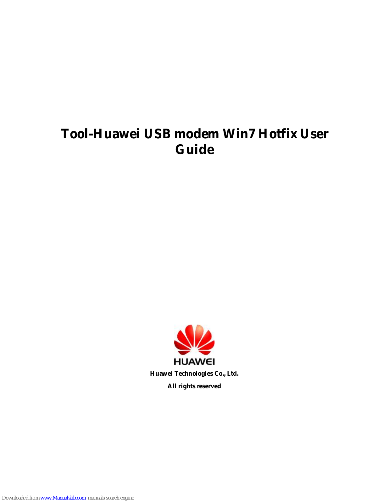 Huawei USB modem, USB modem Win7 Hotfix User Manual