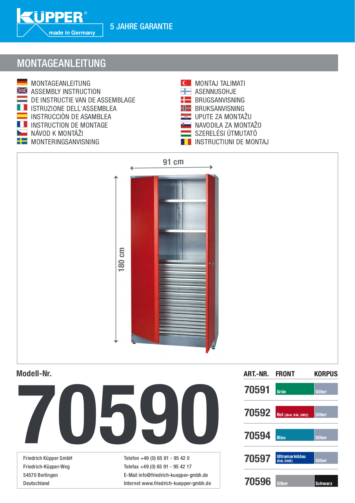 Küpper 70590, 70591, 70592, 70594, 70596 User guide