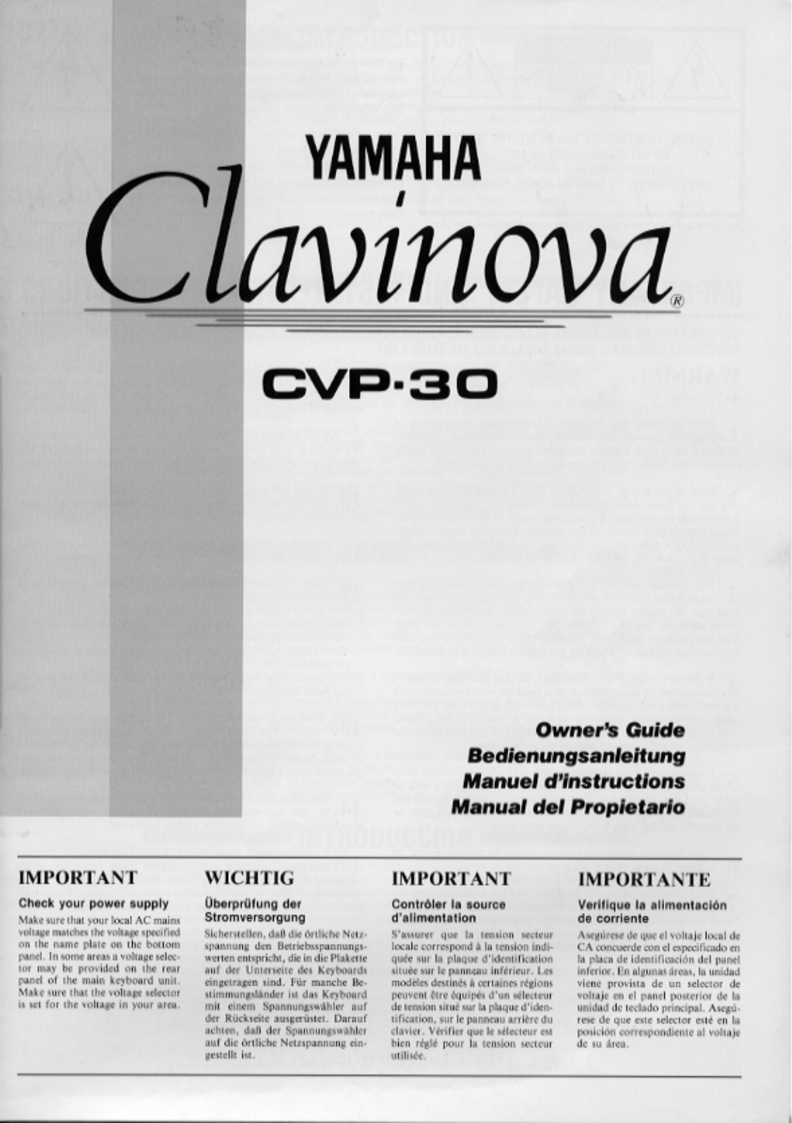 Yamaha CVP-30, CVP-30E User Manual