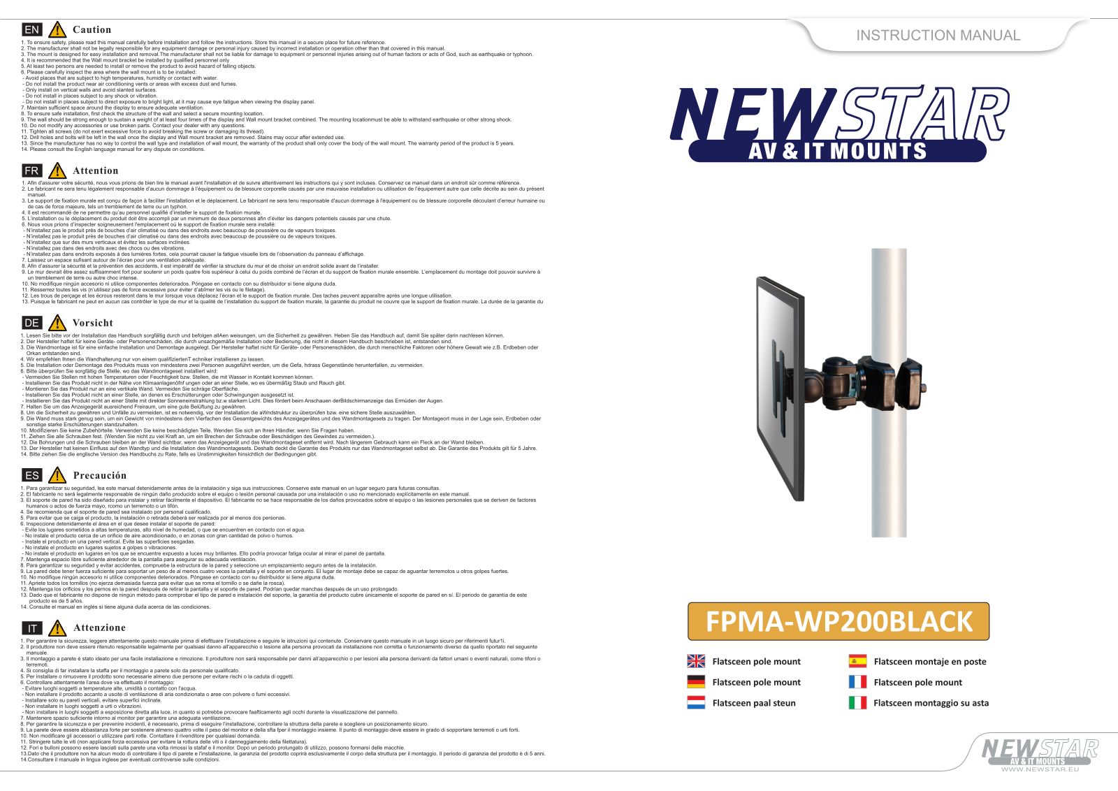 Newstar FPMA-WP200BLACK User Manual