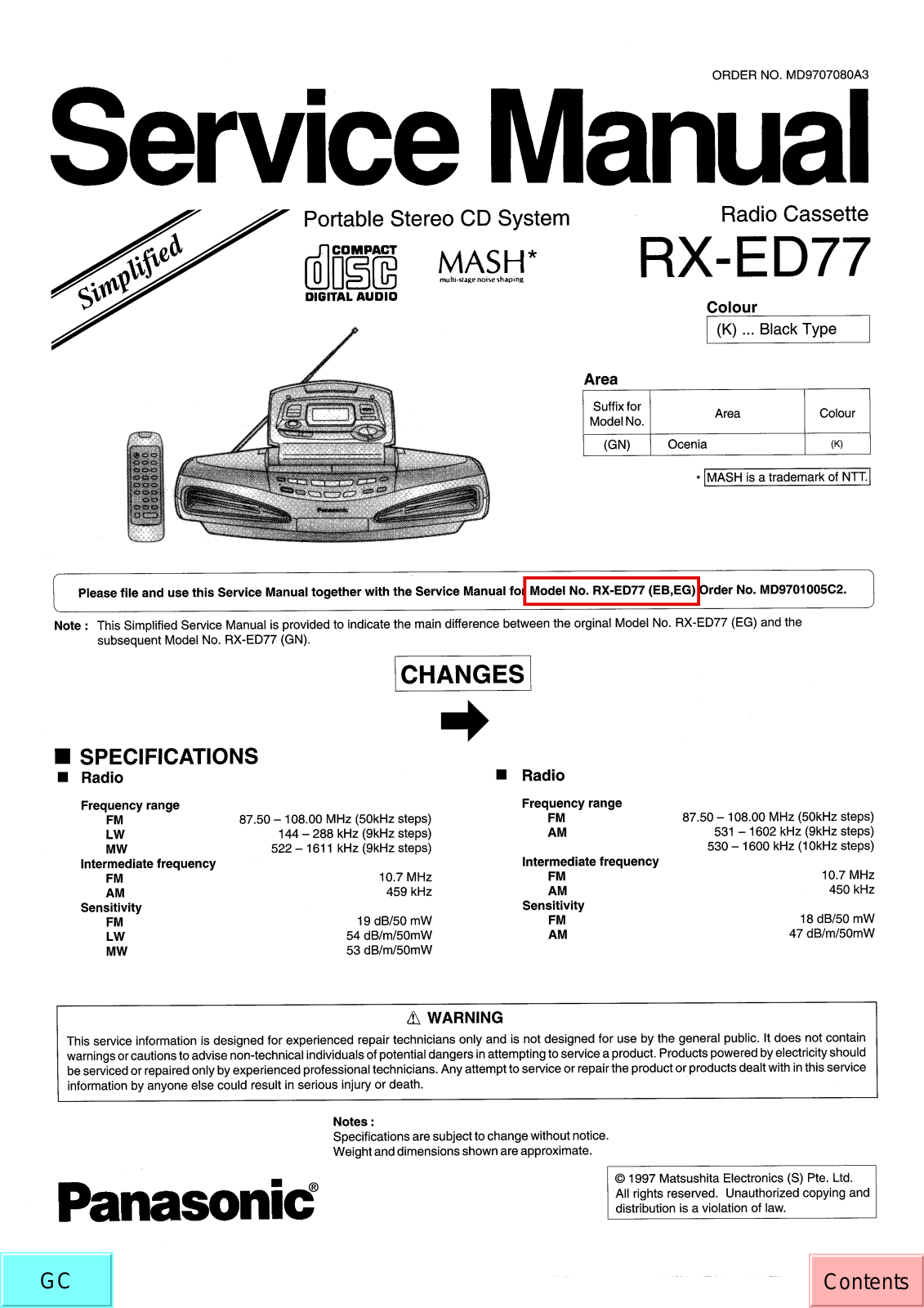 JVC RX ED77 GN Service Manual