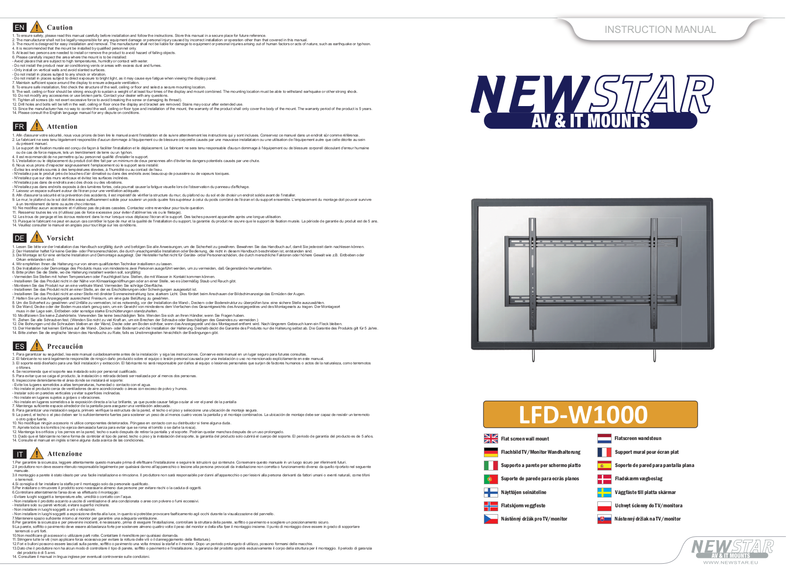 Newstar LFD-W1000 User Manual