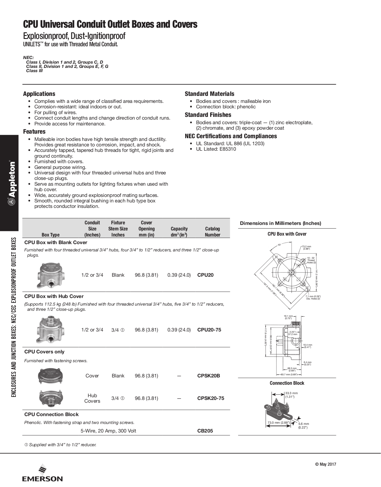 Appleton CPU Universal Conduit Outlet Boxes and Covers Catalog Page