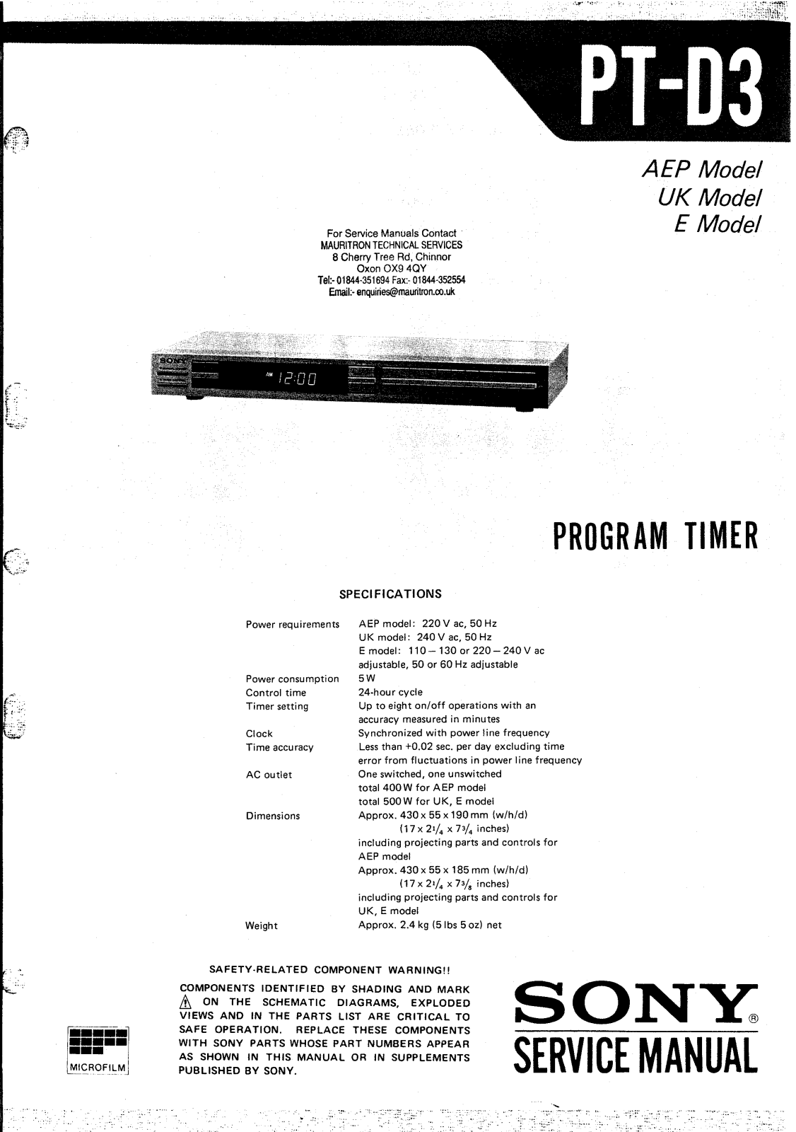 Sony PTD-3 Service manual