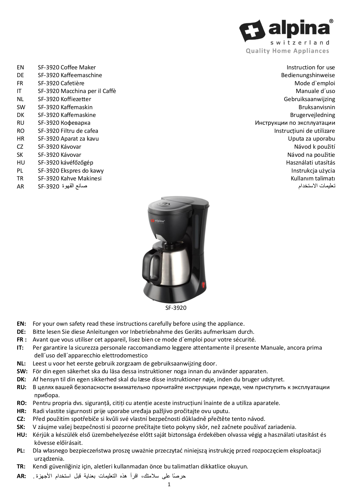 Alpina SF-3920 User Manual