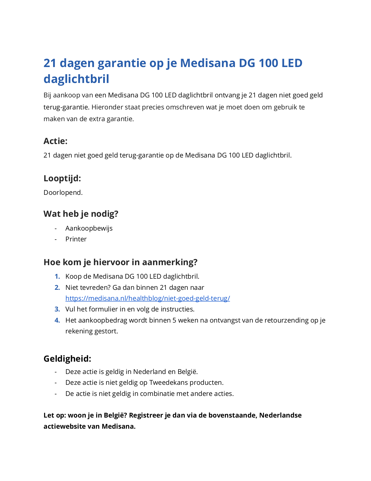 Medisana DG 100 LED User manual