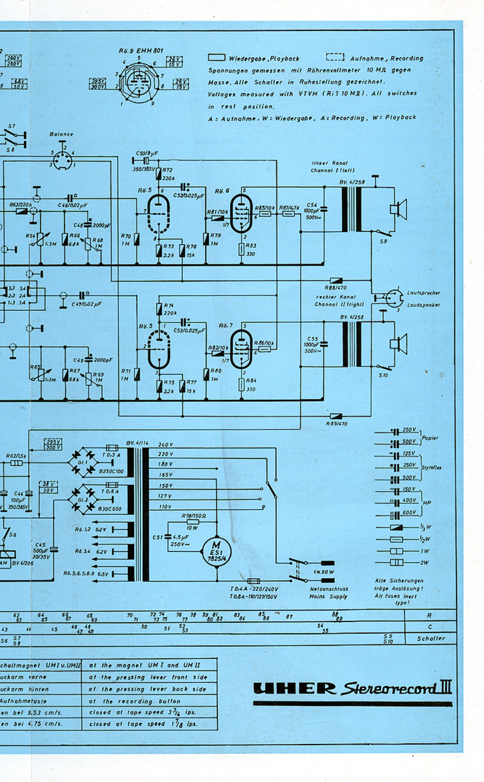 Uher Stereo Record 3 Schematic