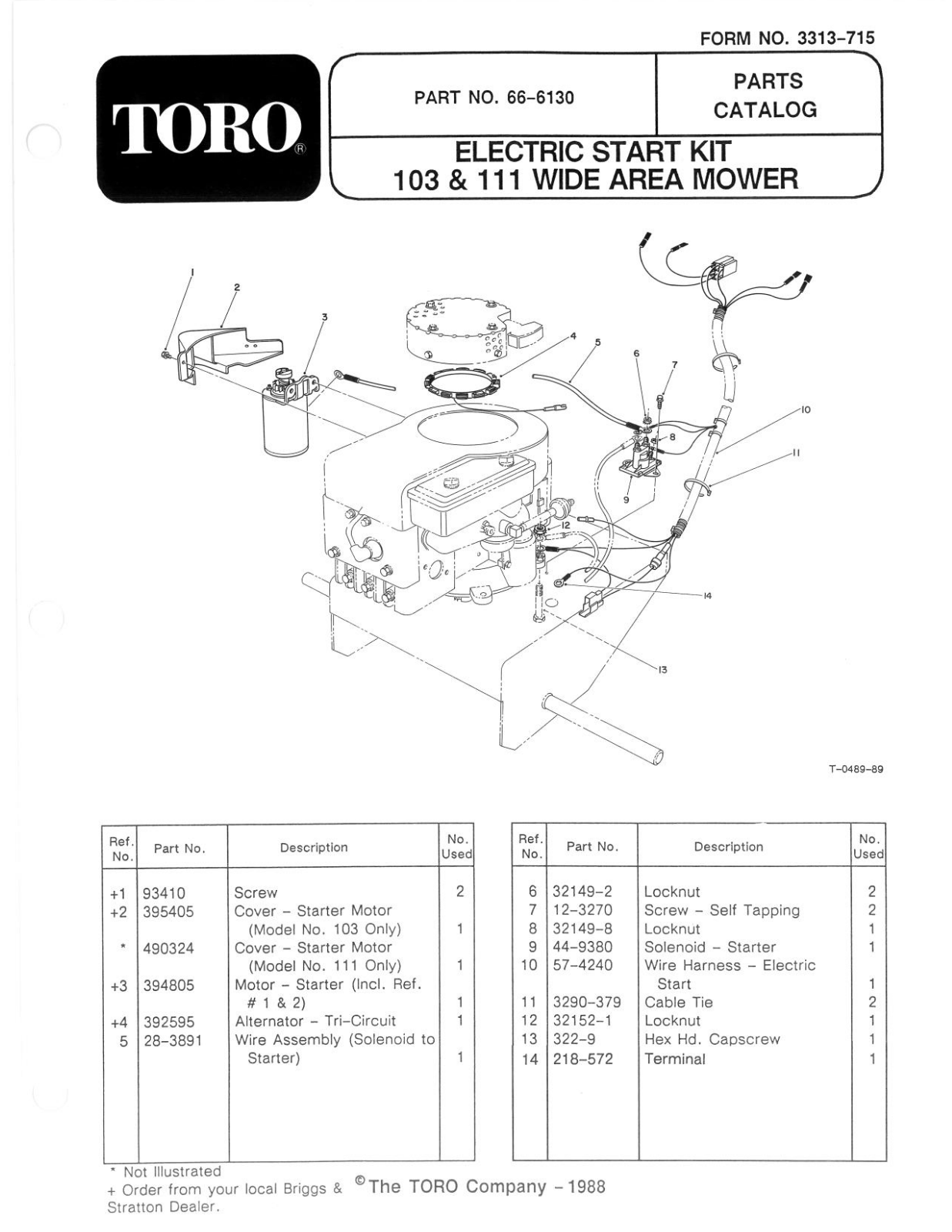 Toro 66-6130 Parts Catalogue