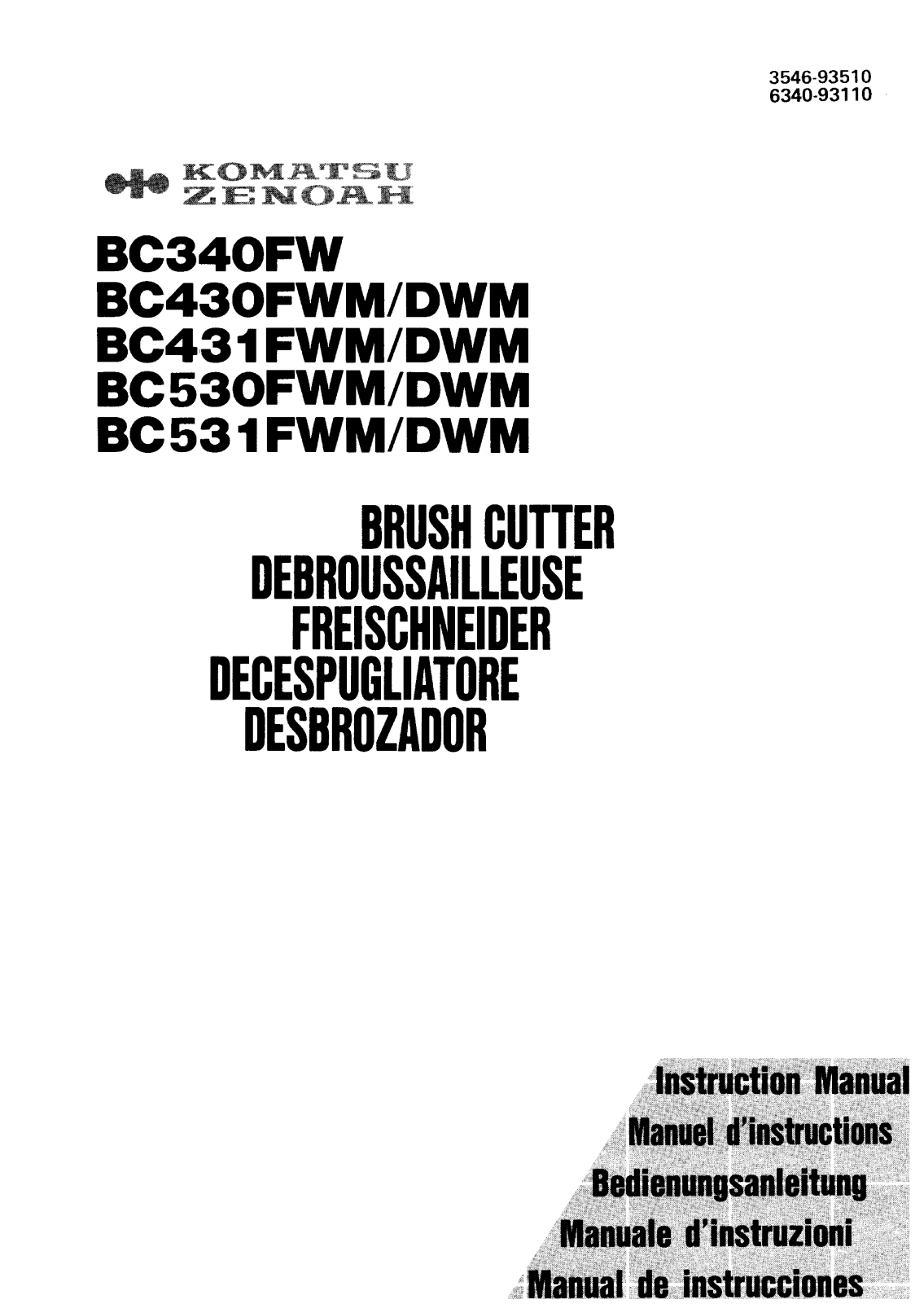 Zenoah BC531FWM-DWM, BC430FWM-DWM, BC340FWM, BC530FWM-DWM, BC431FWM-DWM User Manual