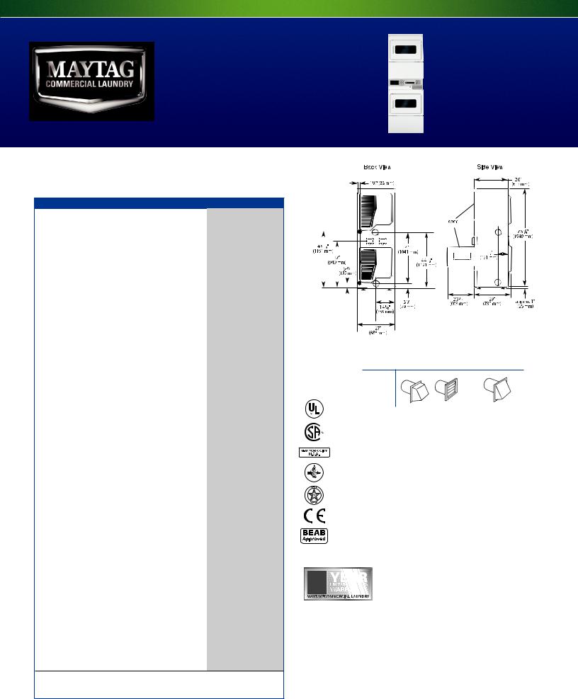 Maytag MLE24PDAGW, MLE24PDAYW, MLE24PDAZW, MLG24PDAGW, MLG24PDAWW Dimension Guide