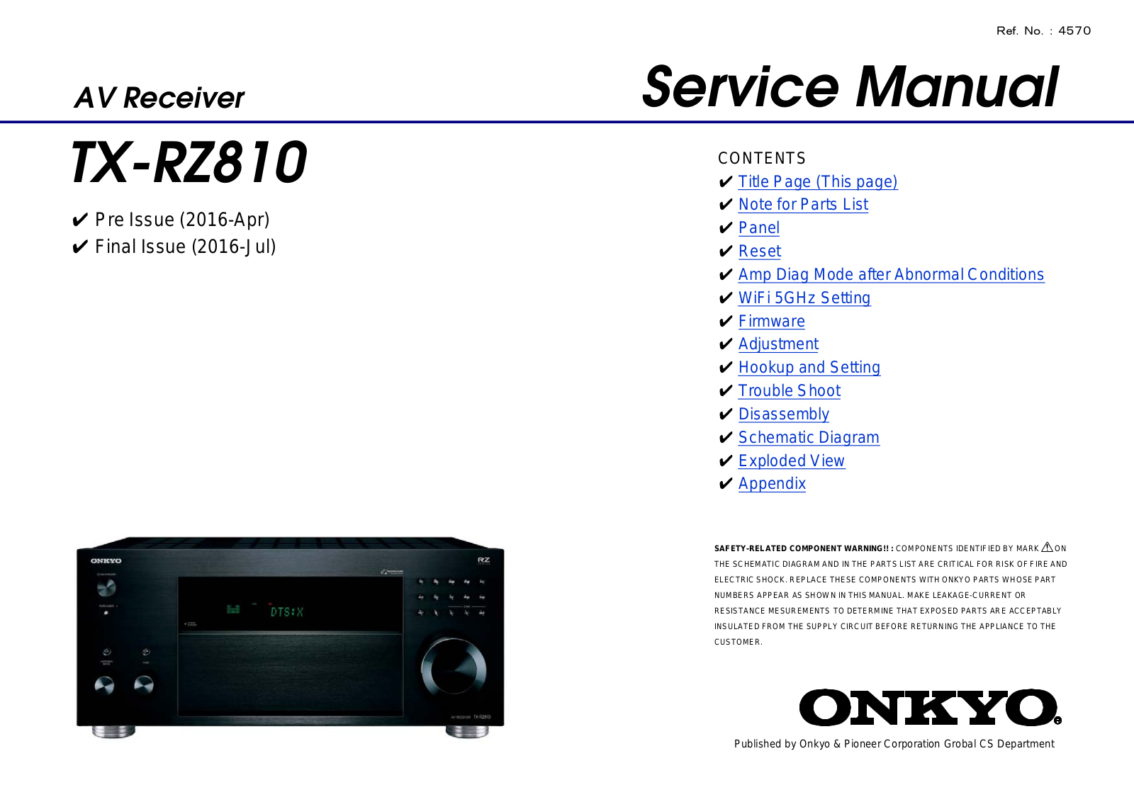 Onkyo TX-RZ810 Service manual