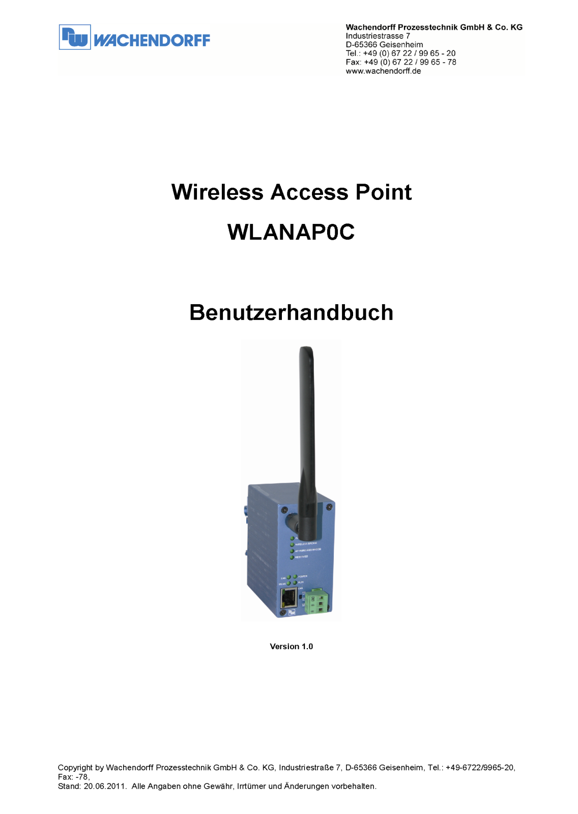 Wachendorff WLANAP0C User guide