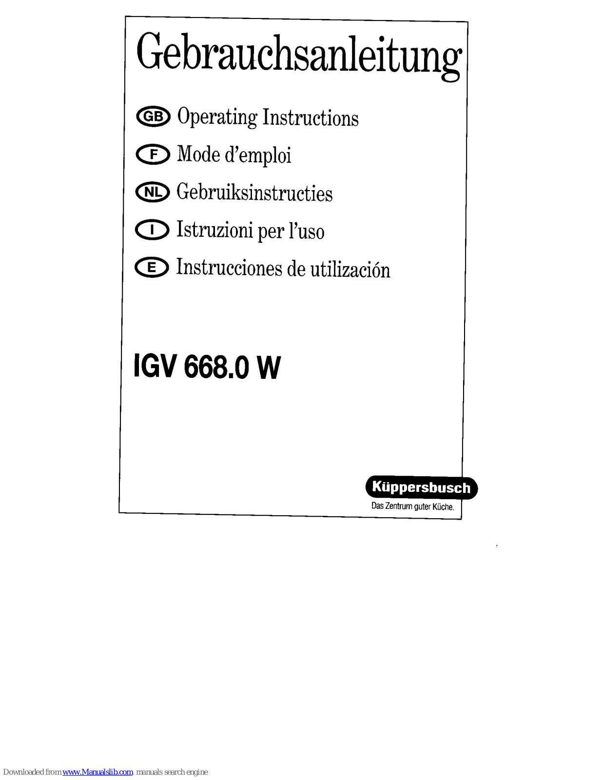 Küppersbusch IGV 668.0 Operating Instructions Manual