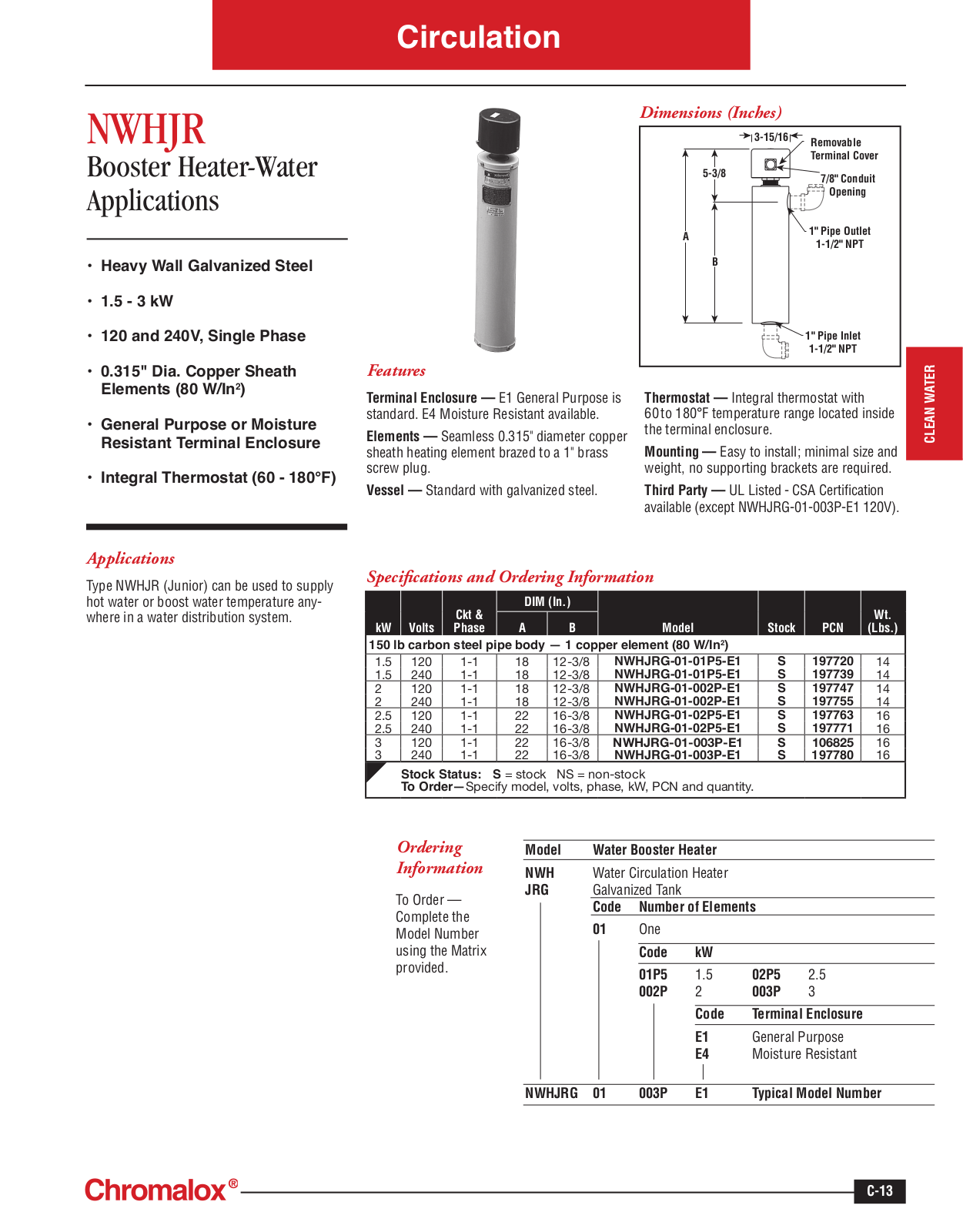 Chromalox NWHJR Catalog Page