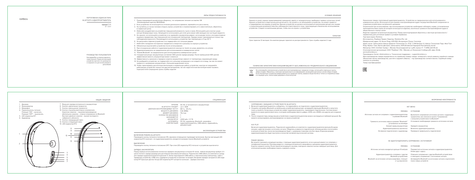 Rombica BT-S001 User Manual