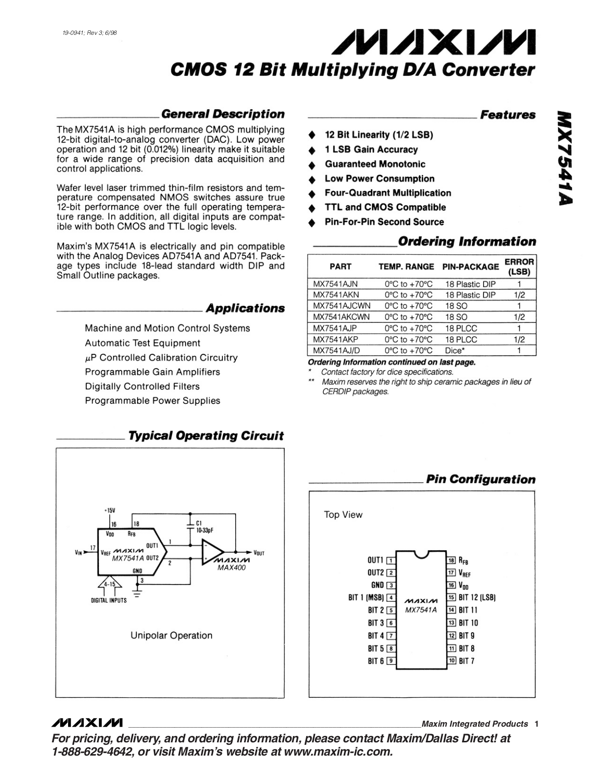 MAXIM MX7541A User Manual