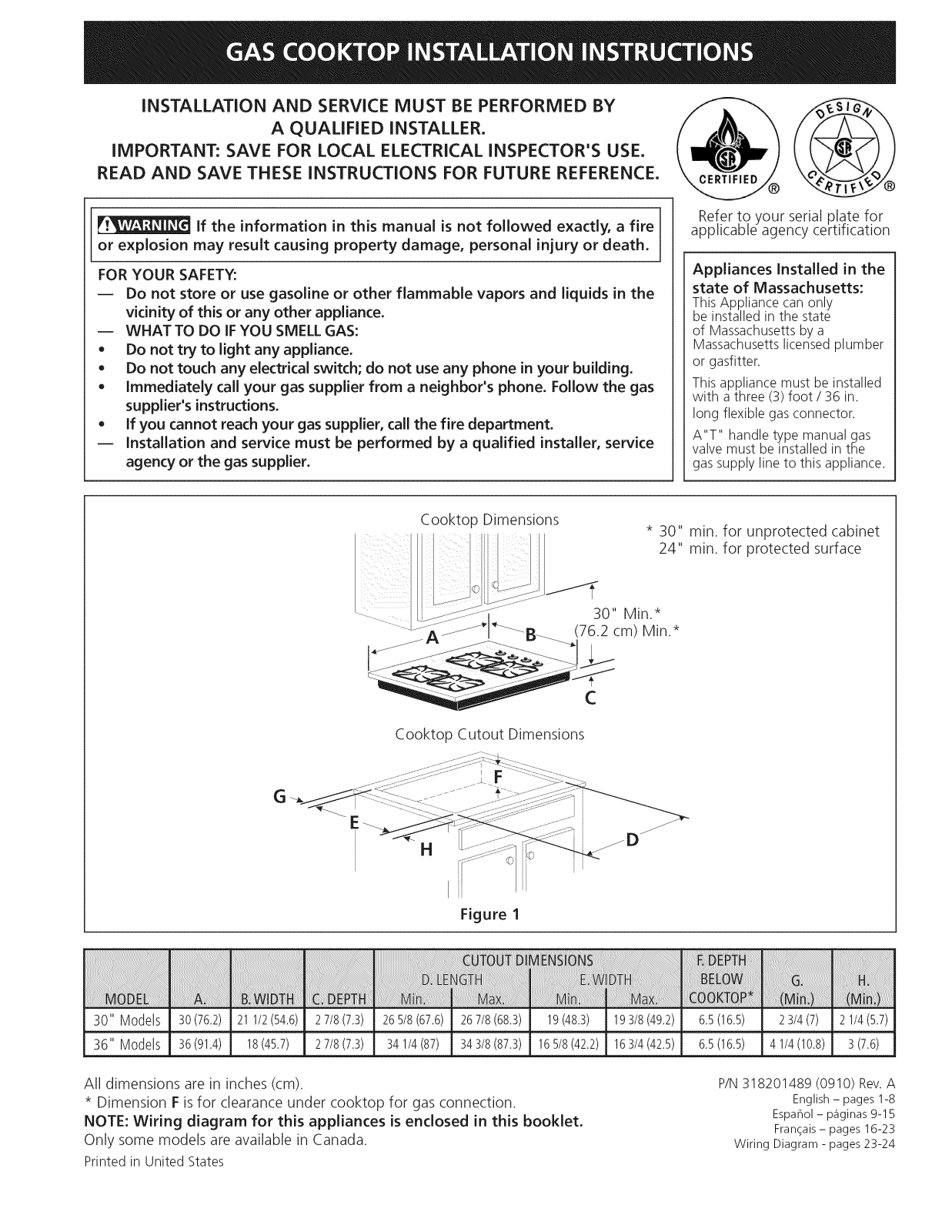 Frigidaire FFGC3015LBA, FFGC3015LBB, FFGC3015LBC, FFGC3015LSA, FFGC3015LSB Installation Guide - ManualMachine.com