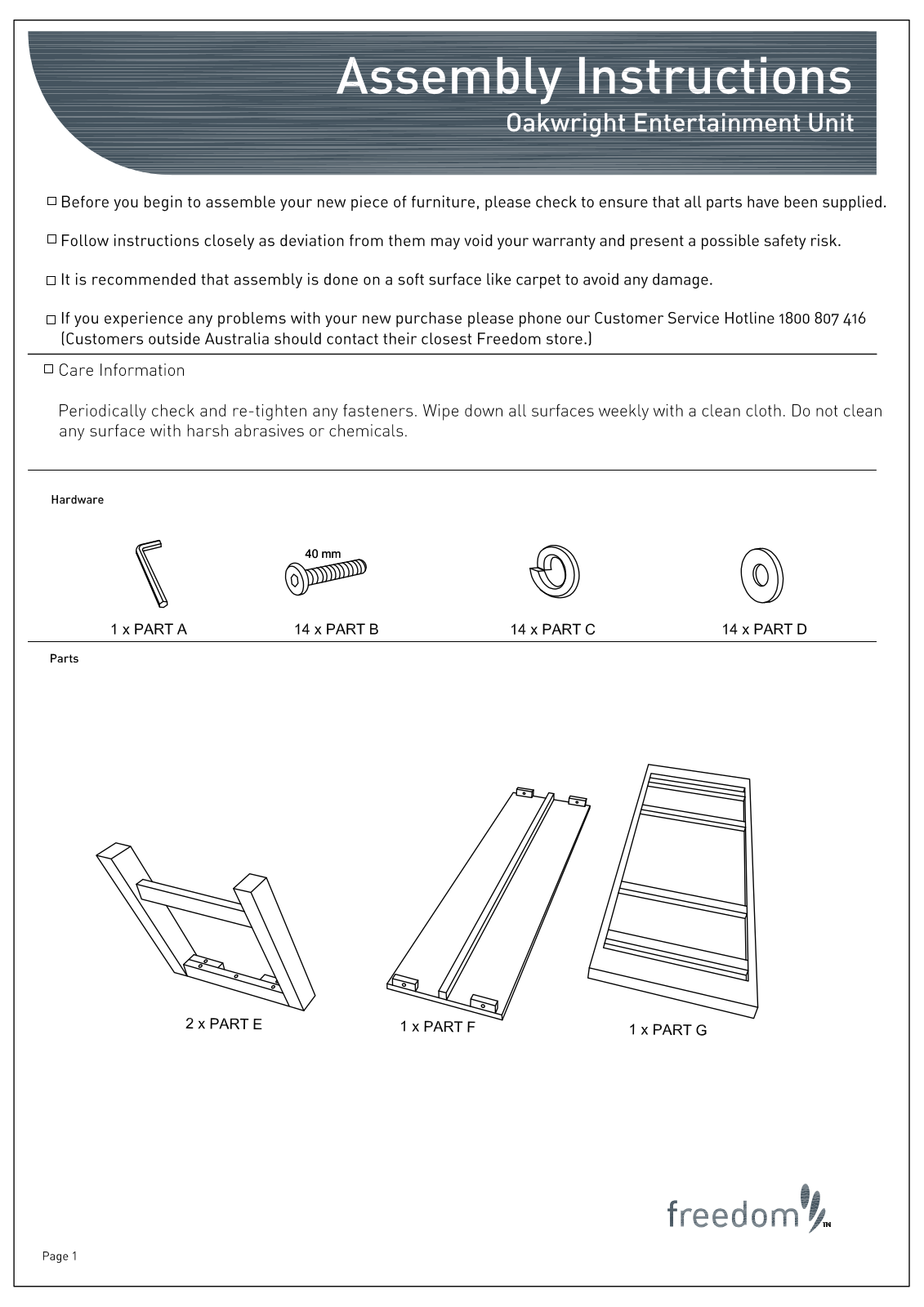 Freedom Oakwright ETU Assembly Instruction