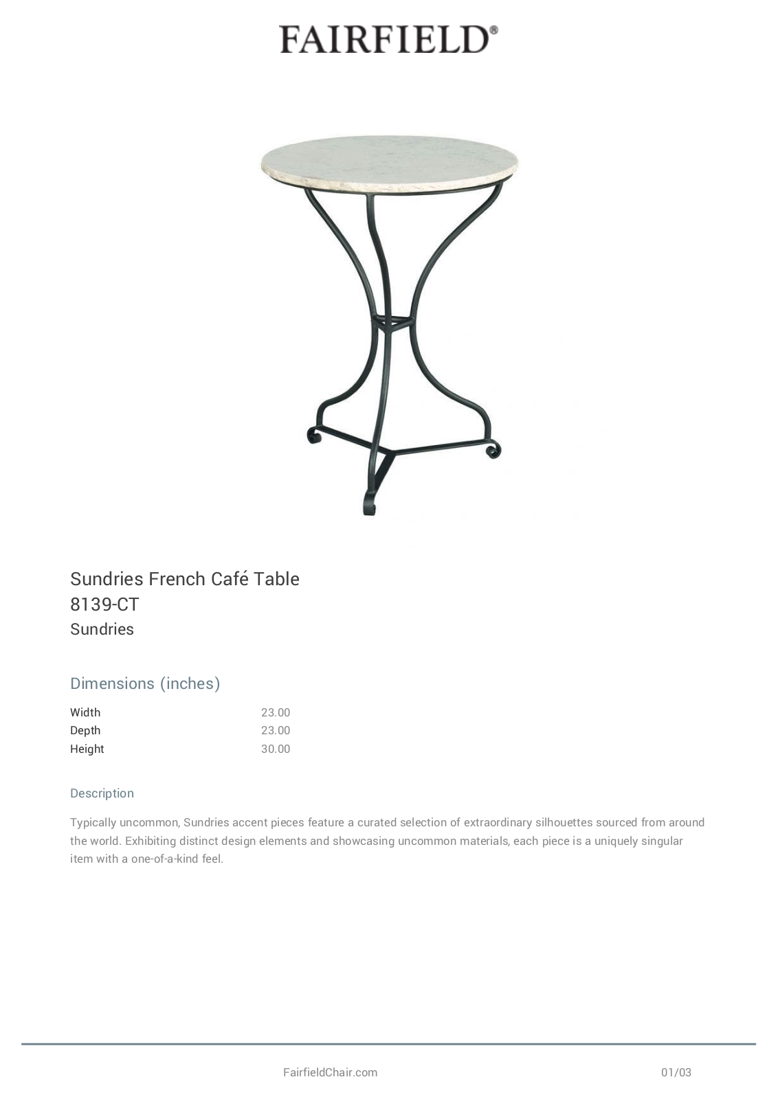 Fairfield Chair EAOD1496 Specifications - ManualMachine.com