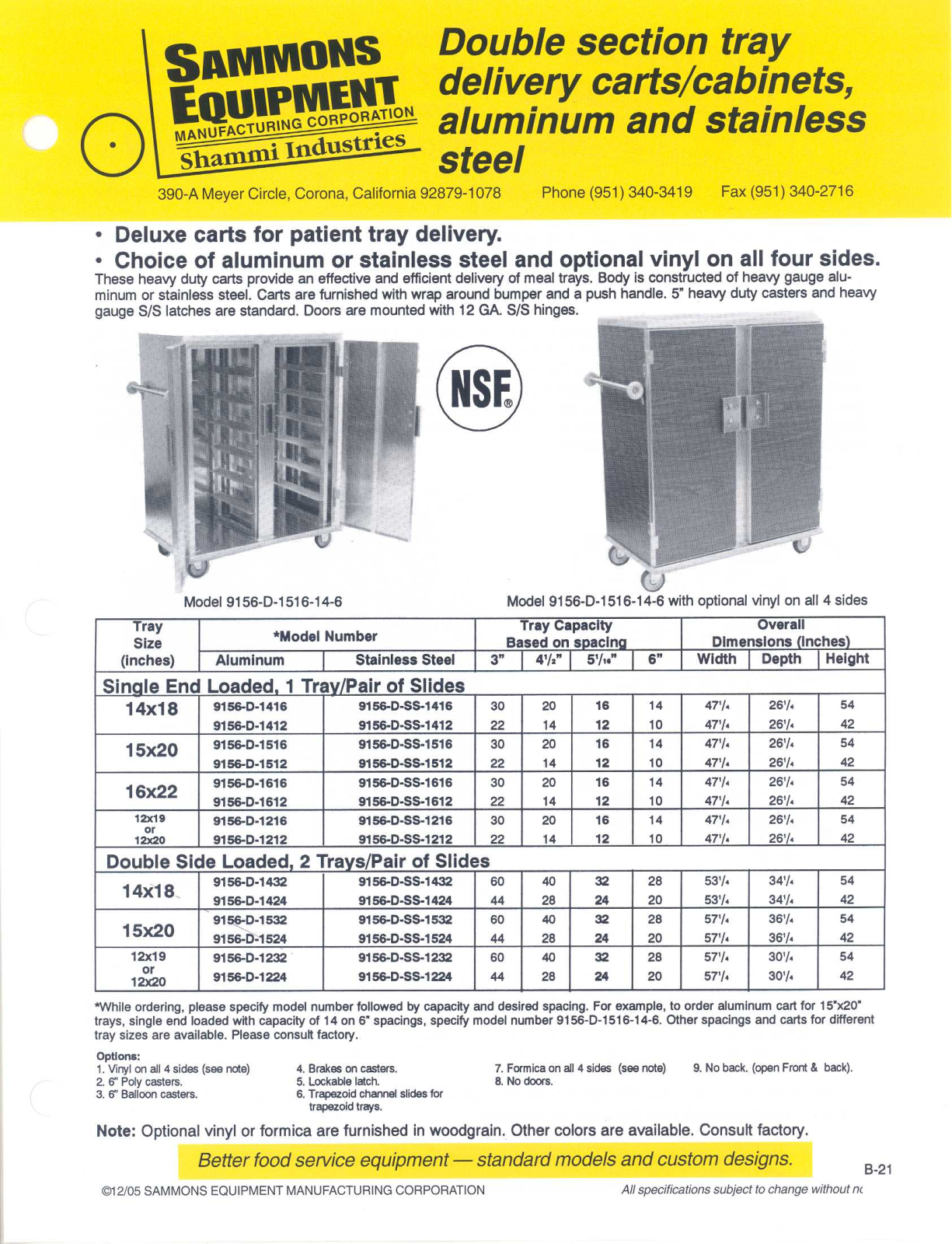 Sammons Equipment 9156-D-1212 User Manual