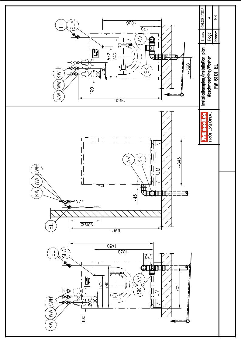 Miele PW 6101 EL Installation diagram