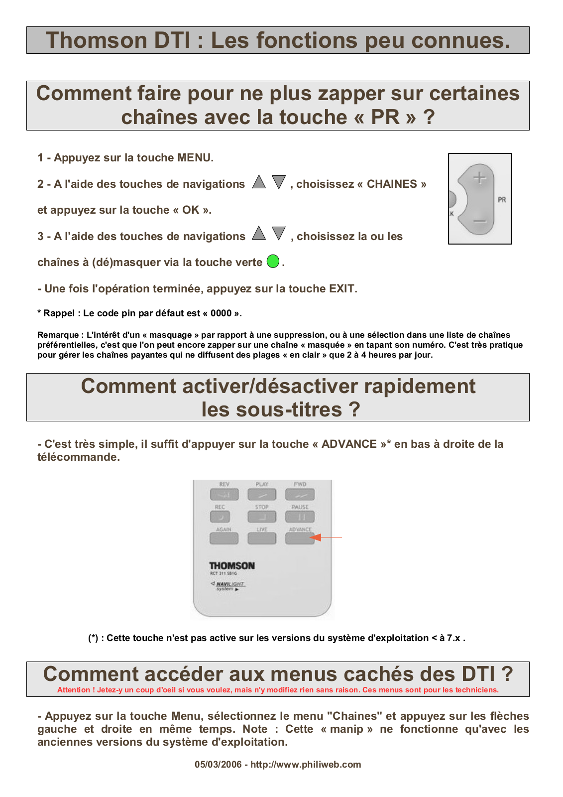 THOMSON DTI-1001 User Manual