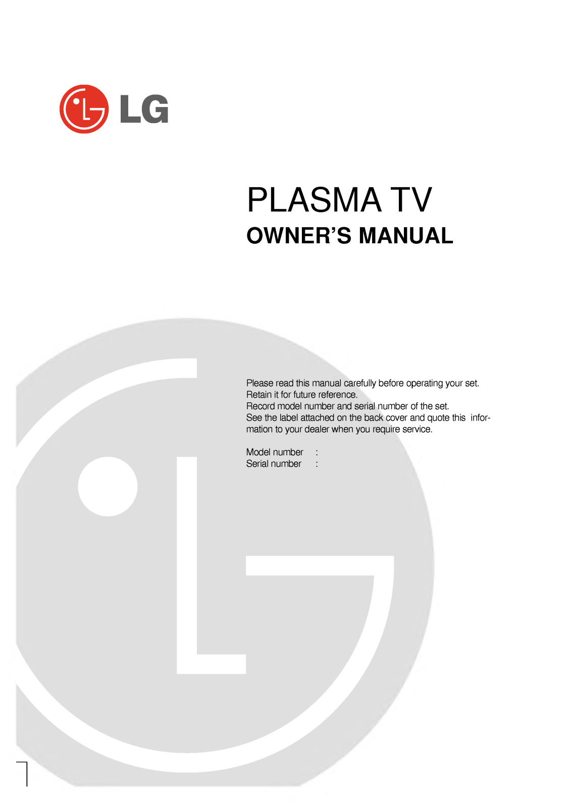 LG RT-50PZ70 User Manual