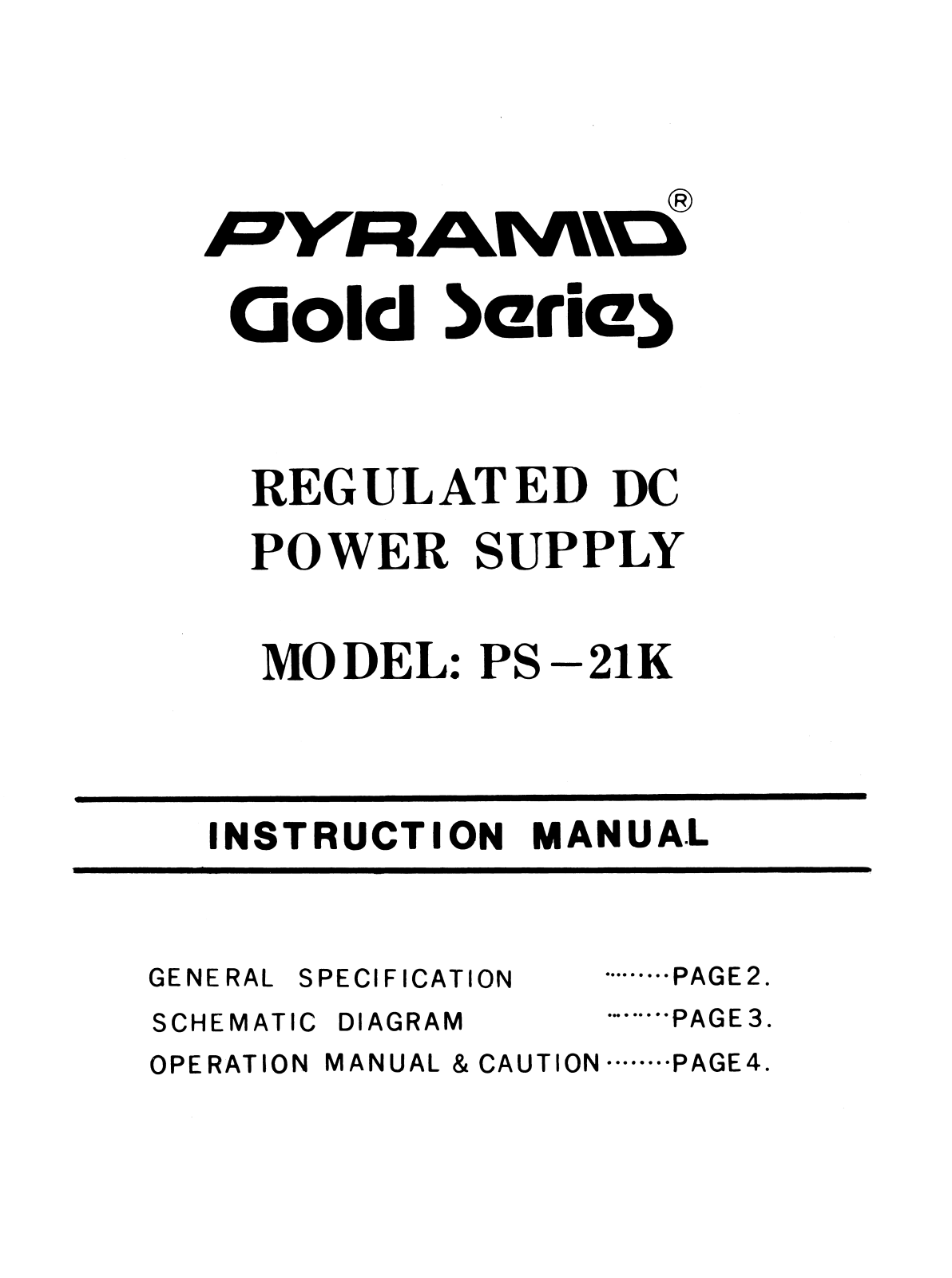 Pyramid PS21KX User Manual