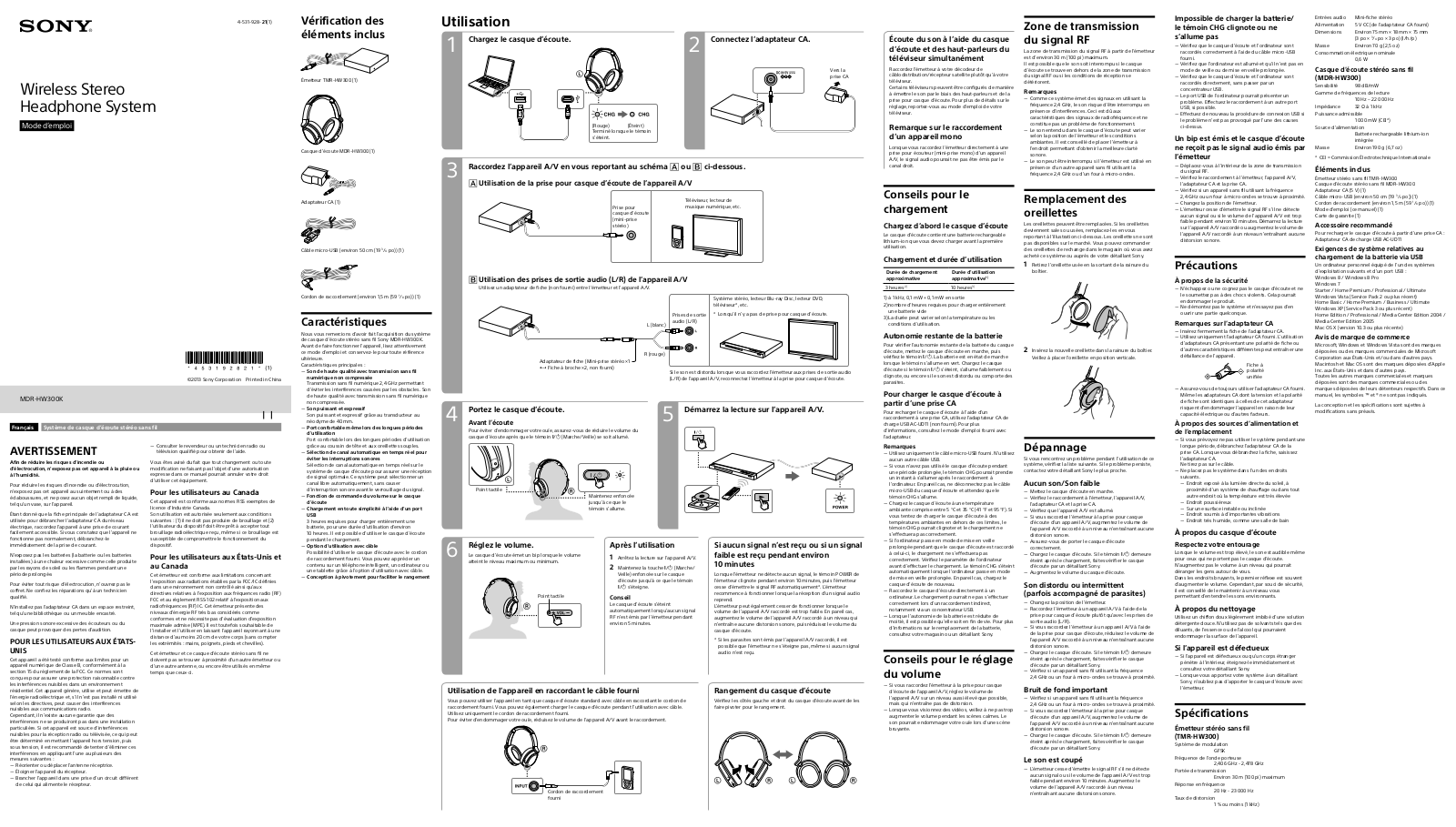 Sony MDR-HW300K Users guide