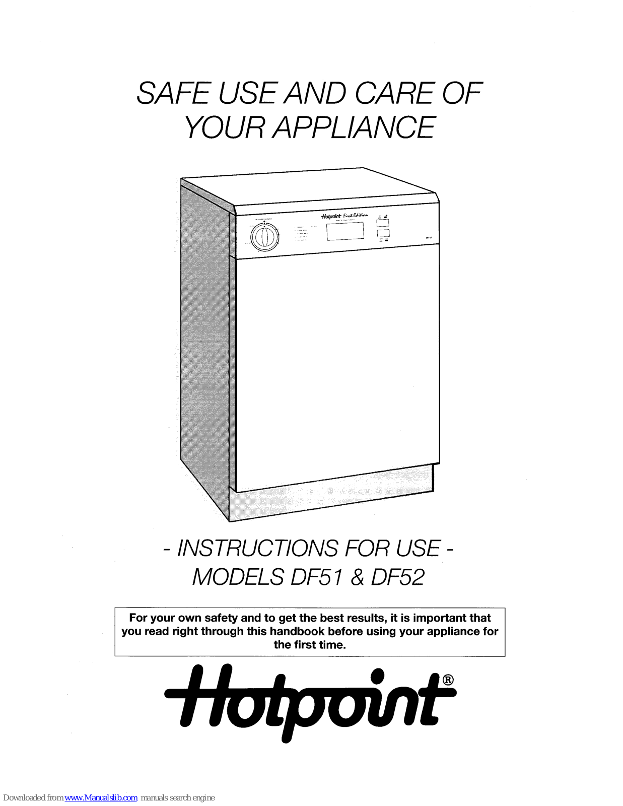 Hotpoint DF51, DF52 Instruction Manual