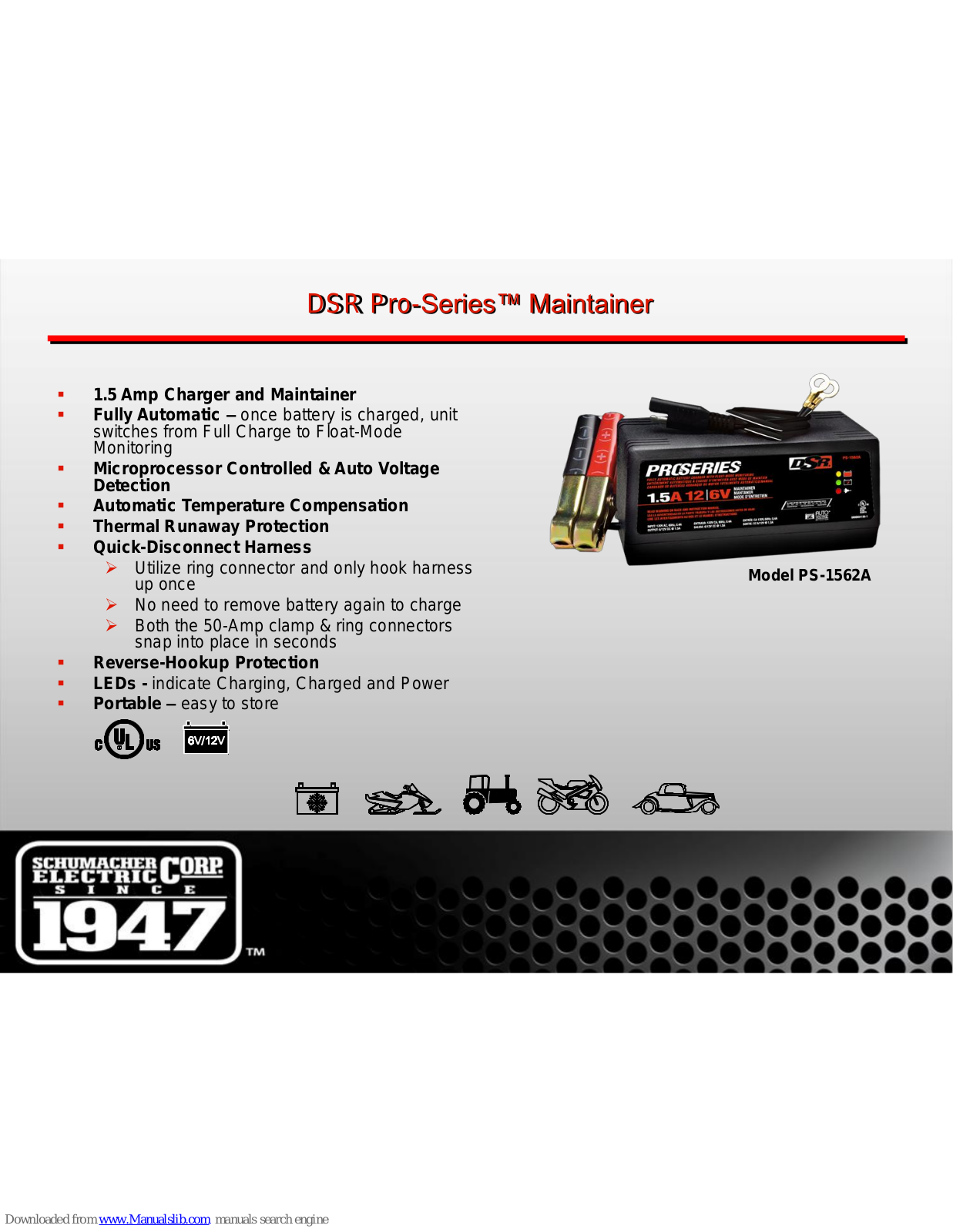 Schumacher Electric PSC-15A-OB, PS-1025, PS-620, PS-1022MA, PS-2100MA Catalogue