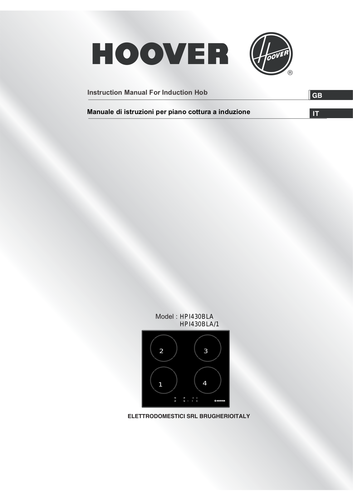 Hoover INDUCTION HOB User Manual