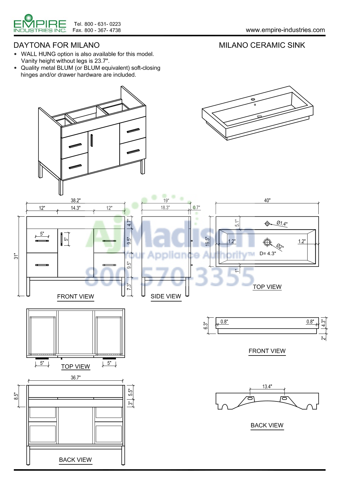 Empire Industries DM4014BGS Specs