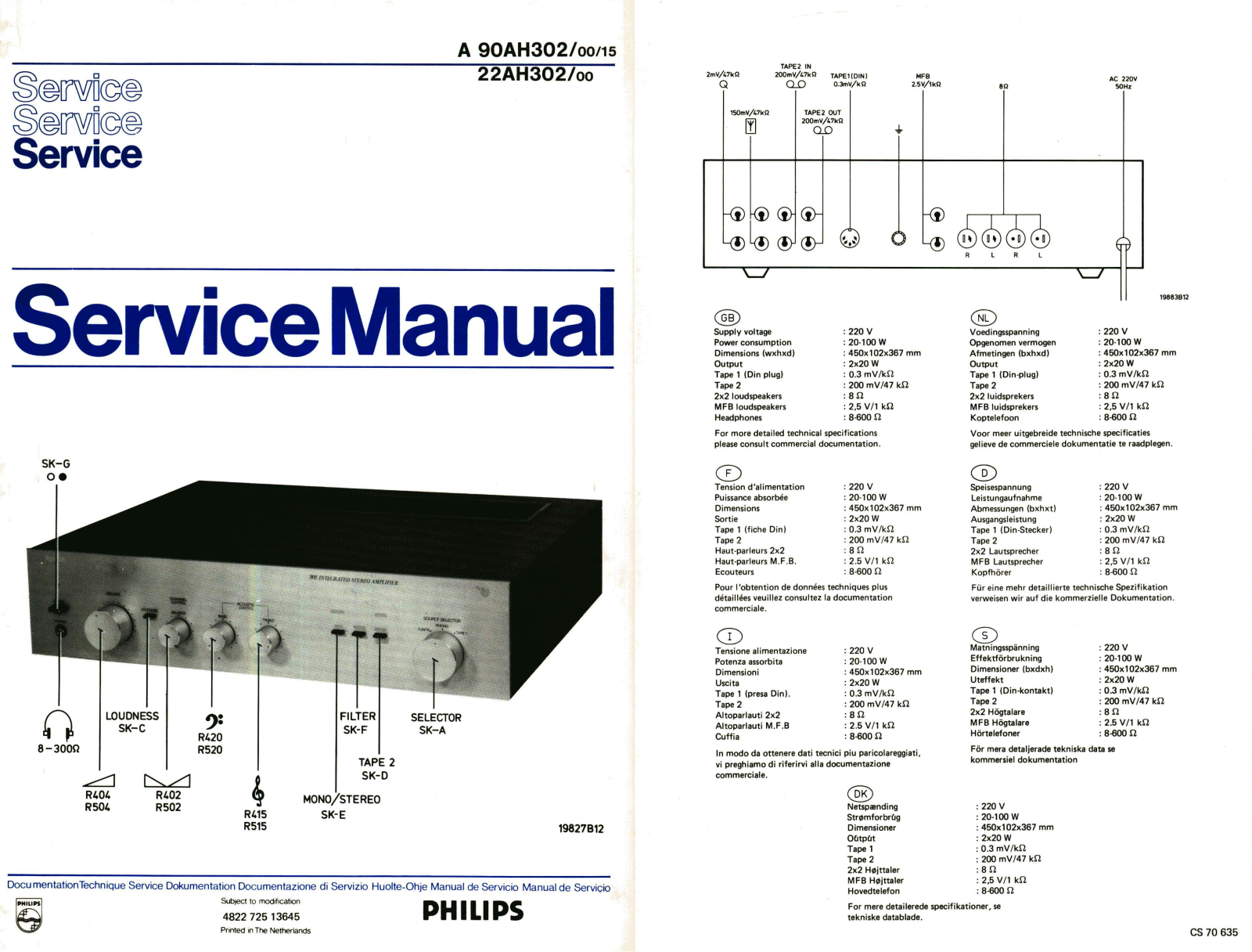 Philips 22-AH-302 Service Manual