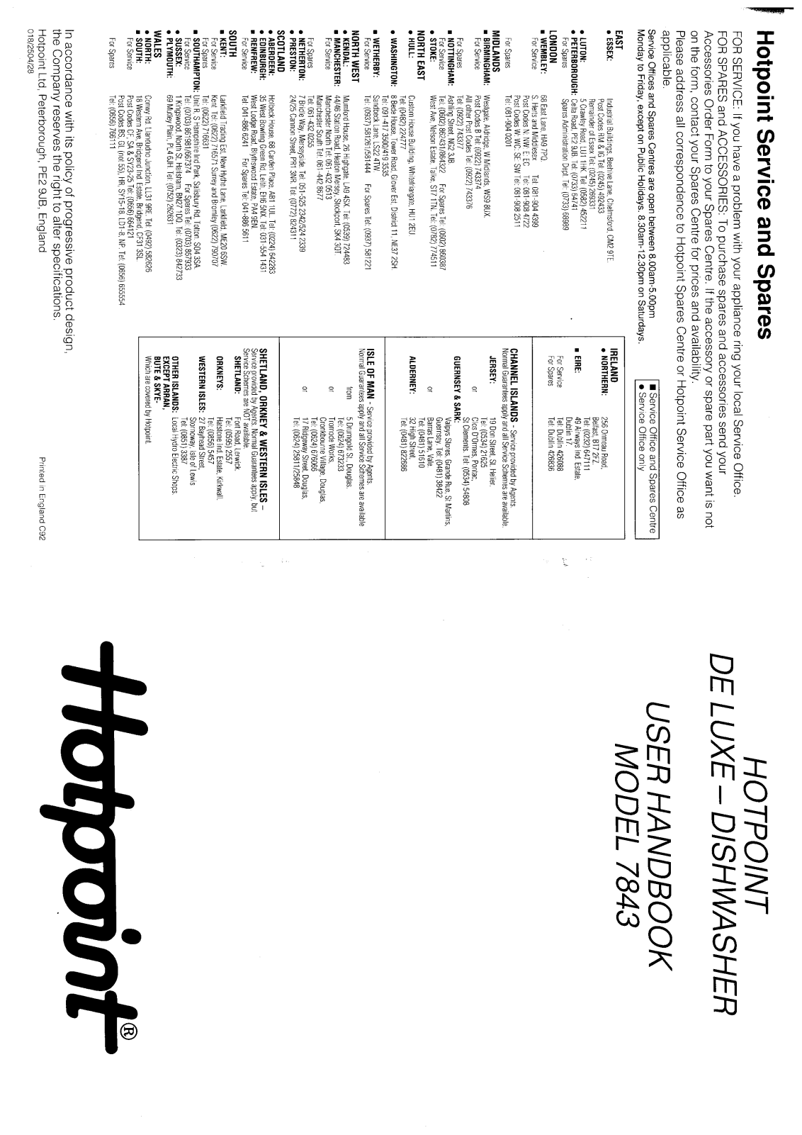 Hotpoint-Ariston HB7843 User Manual