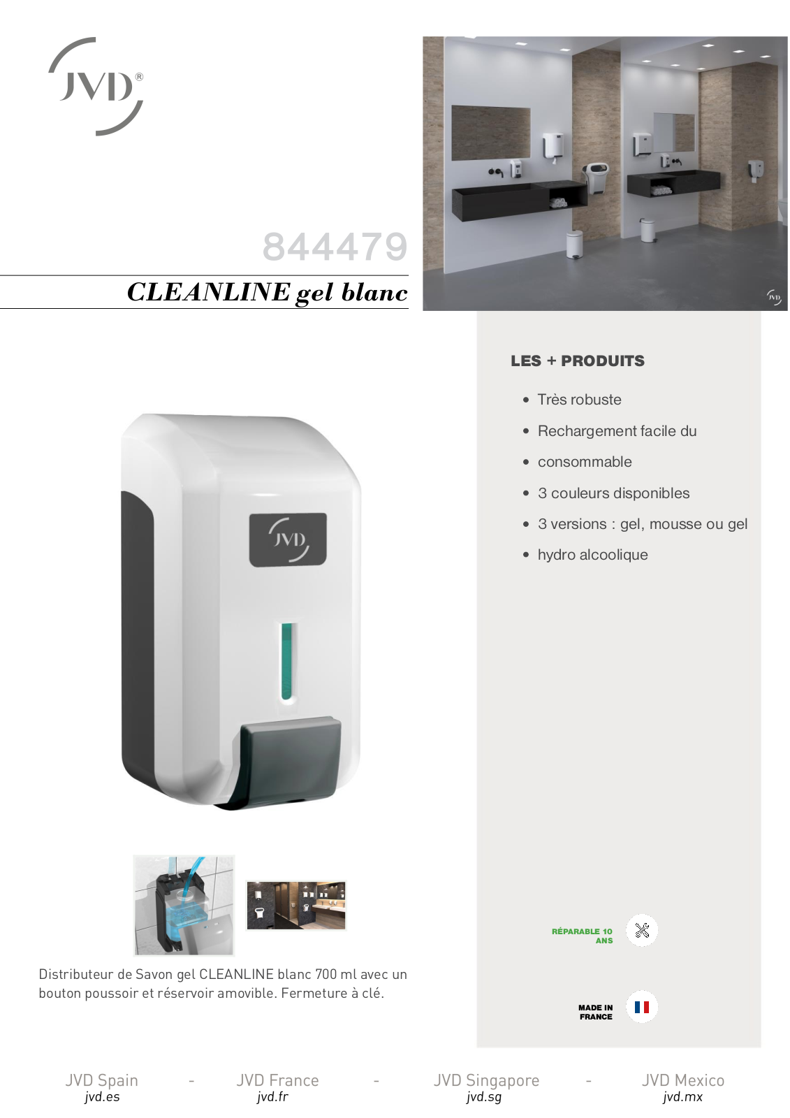 JVD CLEANLINE gel blanc Specification - ManualMachine.com