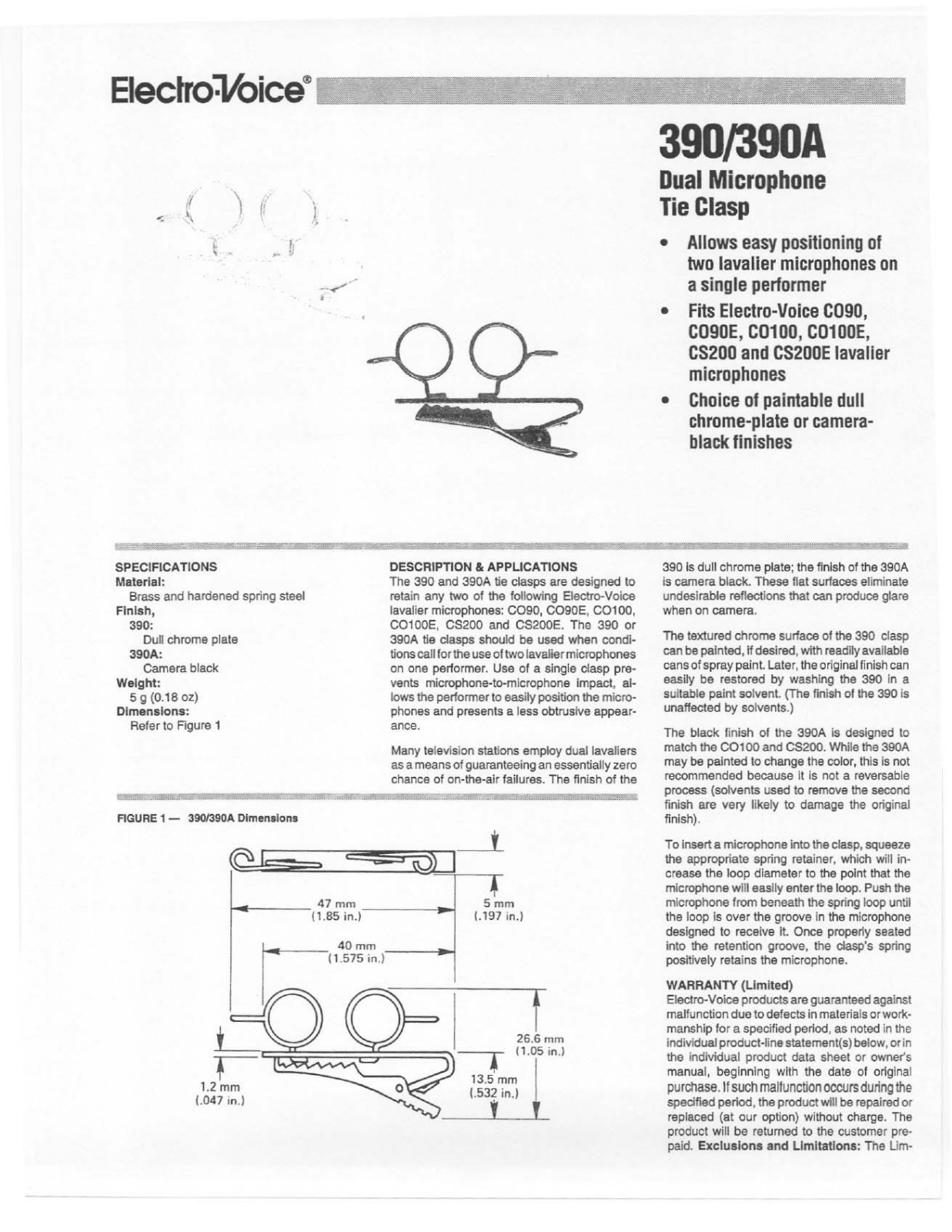 Electro-voice 390 DATASHEET