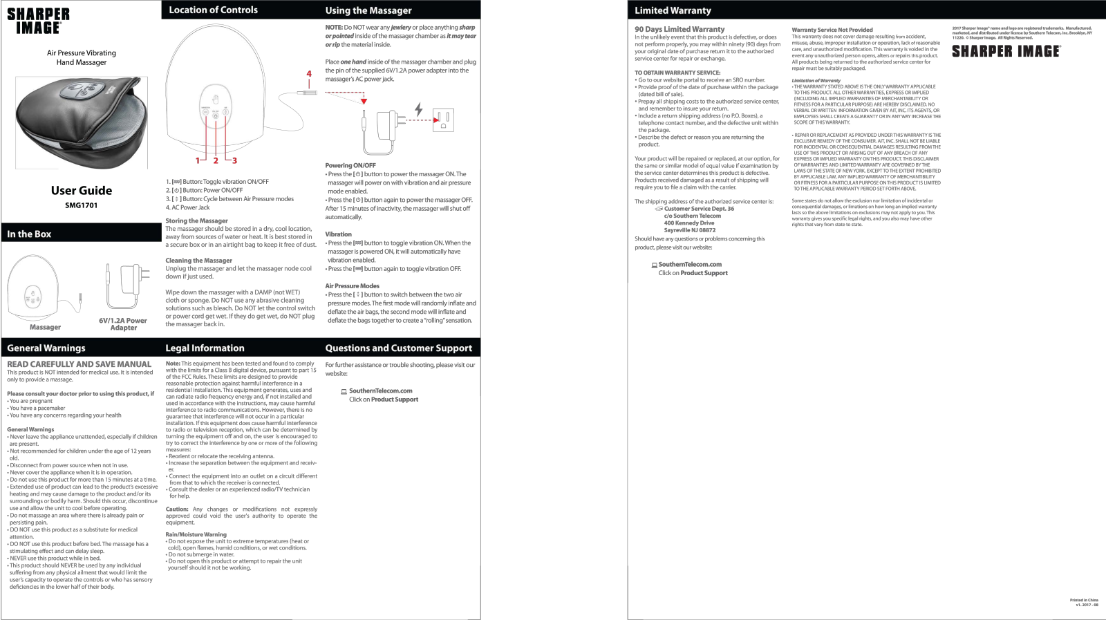 Sharper image SMG1701 User Manual