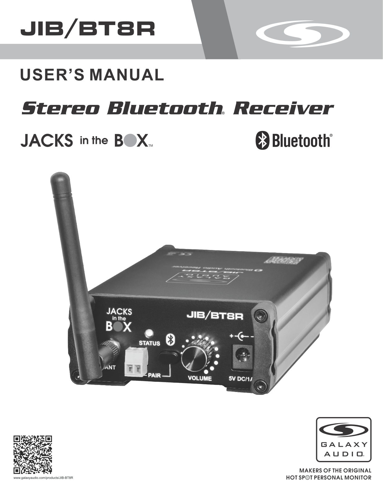 Galaxy Audio JIB/BT8R Users Manual