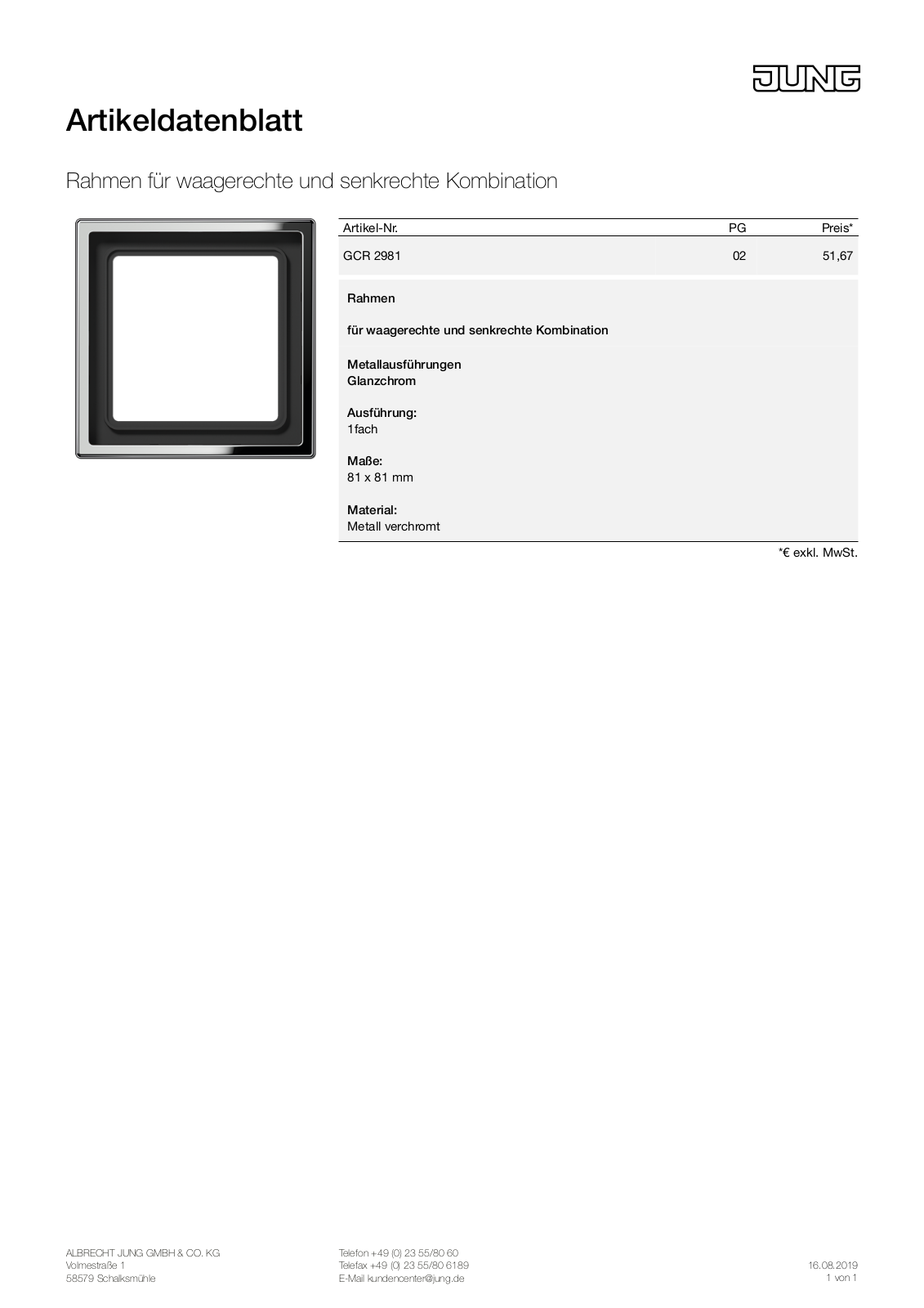 Jung GCR 2981 User Manual