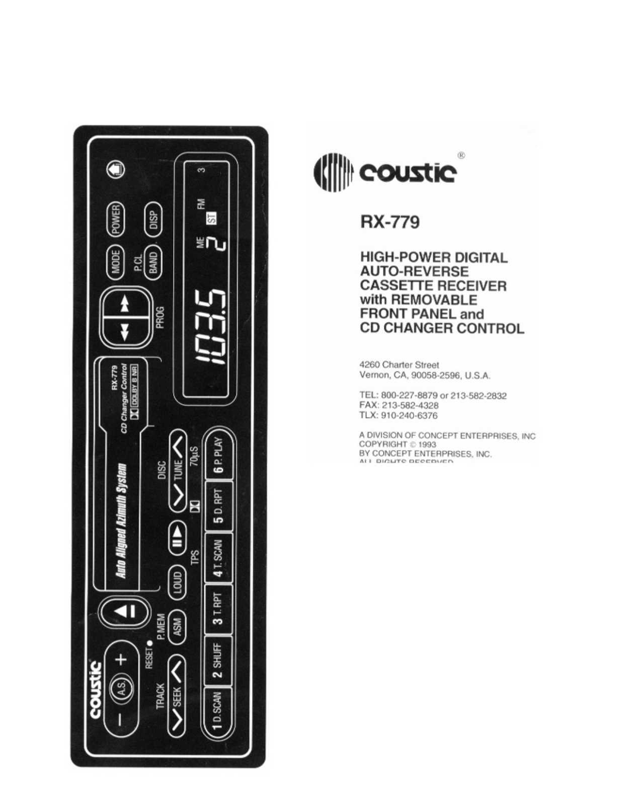 Coustic RX-779 User Manual