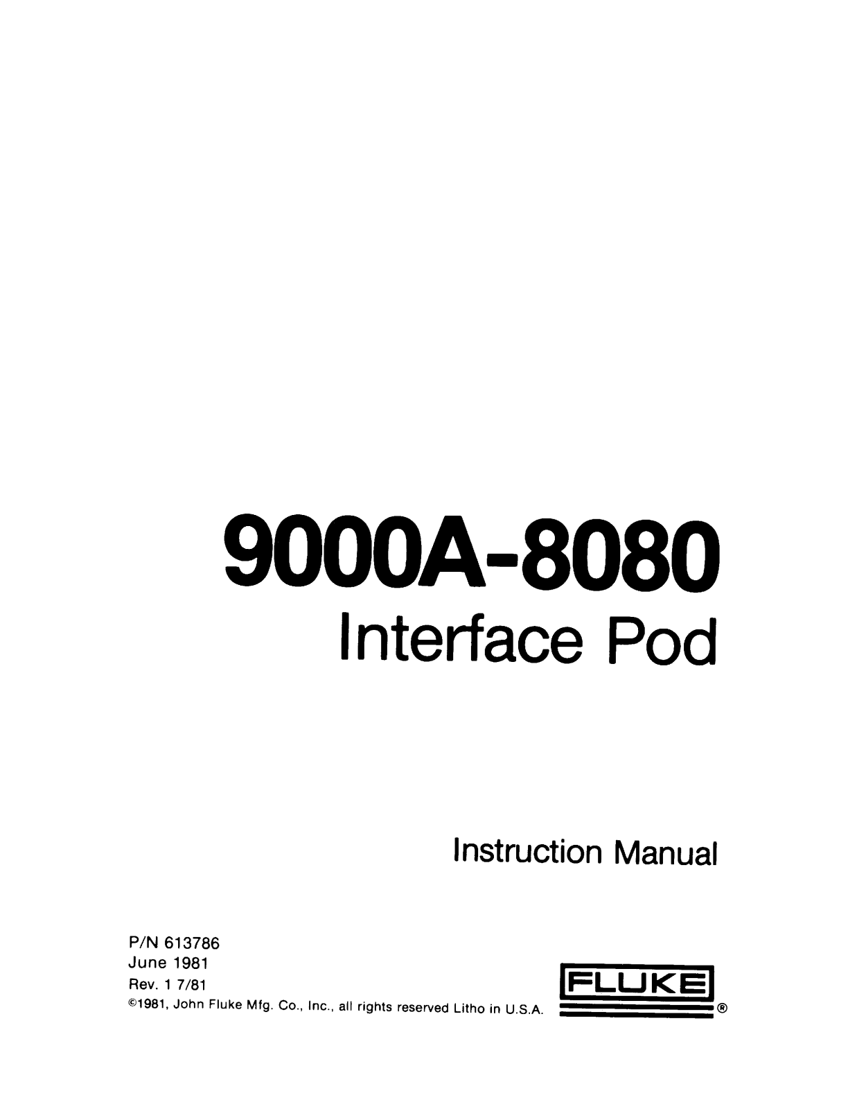 Fluke 9000A-8080 User Manual