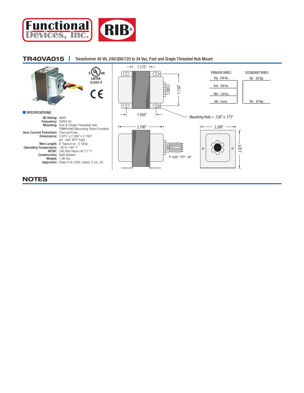 Schneider Electric TR40VA015 Data Sheet