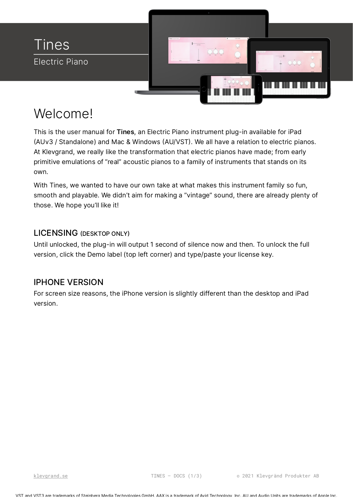 klevgrand Tines User Manual